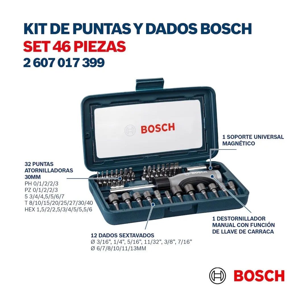 SET PARA ATORNILLADOR 46 PIEZAS BOSCH2