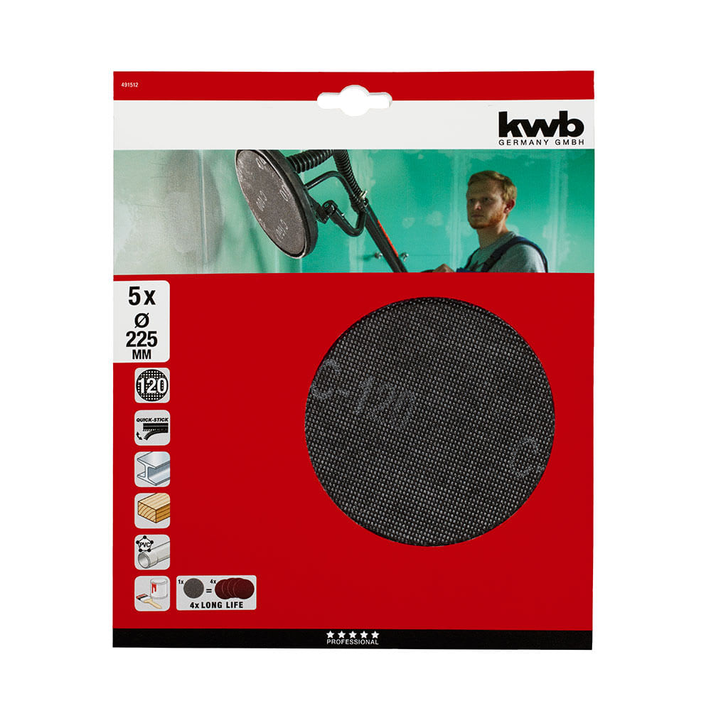 DISCO PARA LIJAR 225MMGRANO 120 TC-DW 225 KWB1