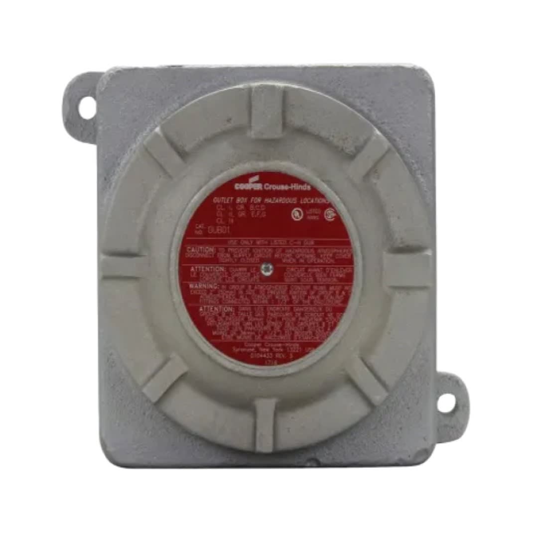 CAJA DE DISTRIBUCIÓN TIPO GUB AL. 6-1/2''X7''X5-3/4'' C/TAPA Ø5-3/8'' NEMA 7 CL1 DIV1&2 UL CROUSE HINDS