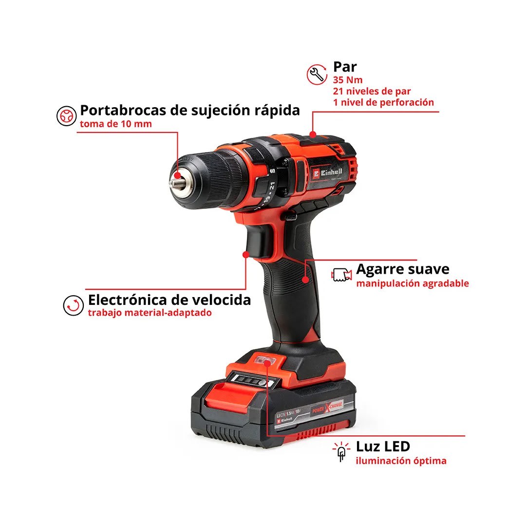 ATORNILLADOR 18V TC-CD 18/35 LI + 1 BATERIA 1.5 AH EINHELL7