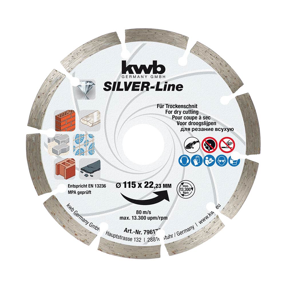 DISCO DE CORTE SEGMENTADO DIAMANTE SILVERLINE 115X22MM KWB