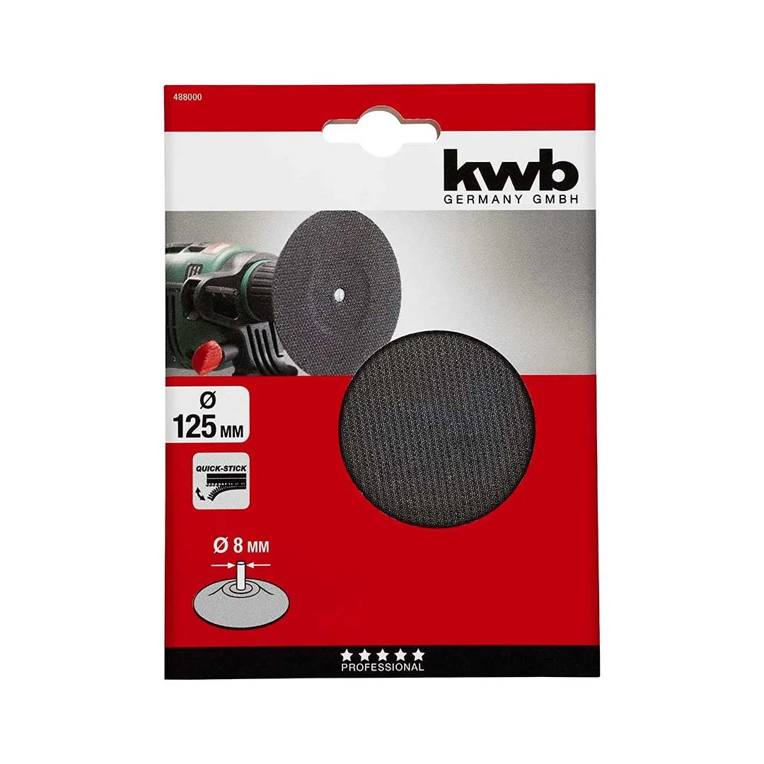 PLATO BASE VELCRO 125MM P/TALADRO 8MM KWB2