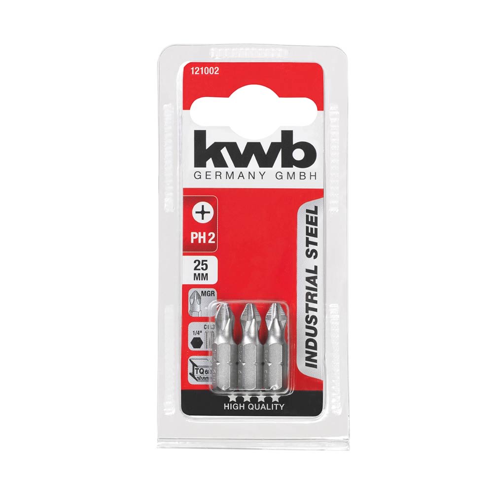 PUNTAS INDUSTRIALES DE ACERO PH2 25MM X3U KWB