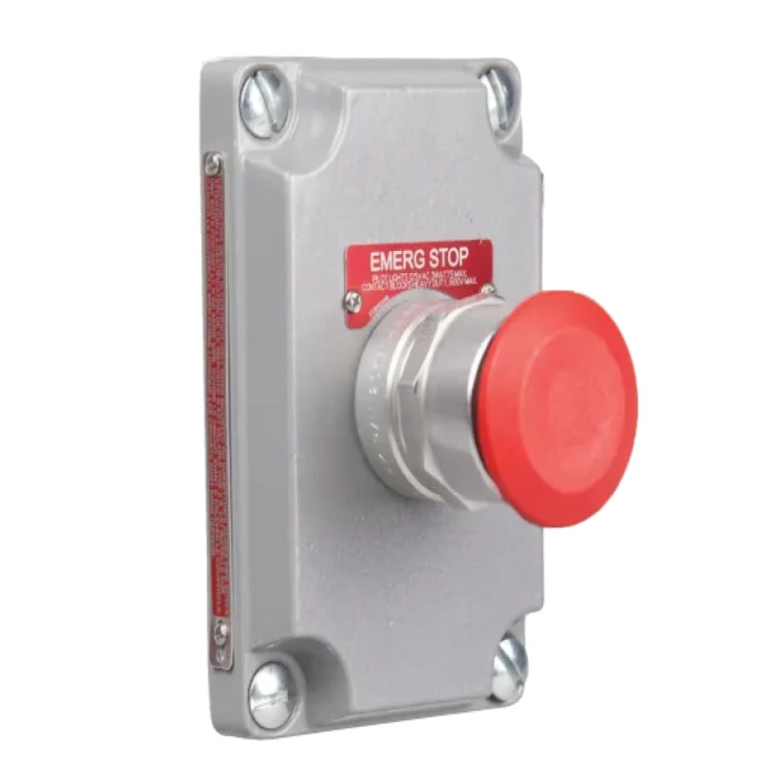 TAPA C/PULSADOR EMERG. P/ESTACION CTRL SERIE XCS AL 1NO/1NC NEMA 7 CL1 DIV1&2 UL KILLARK