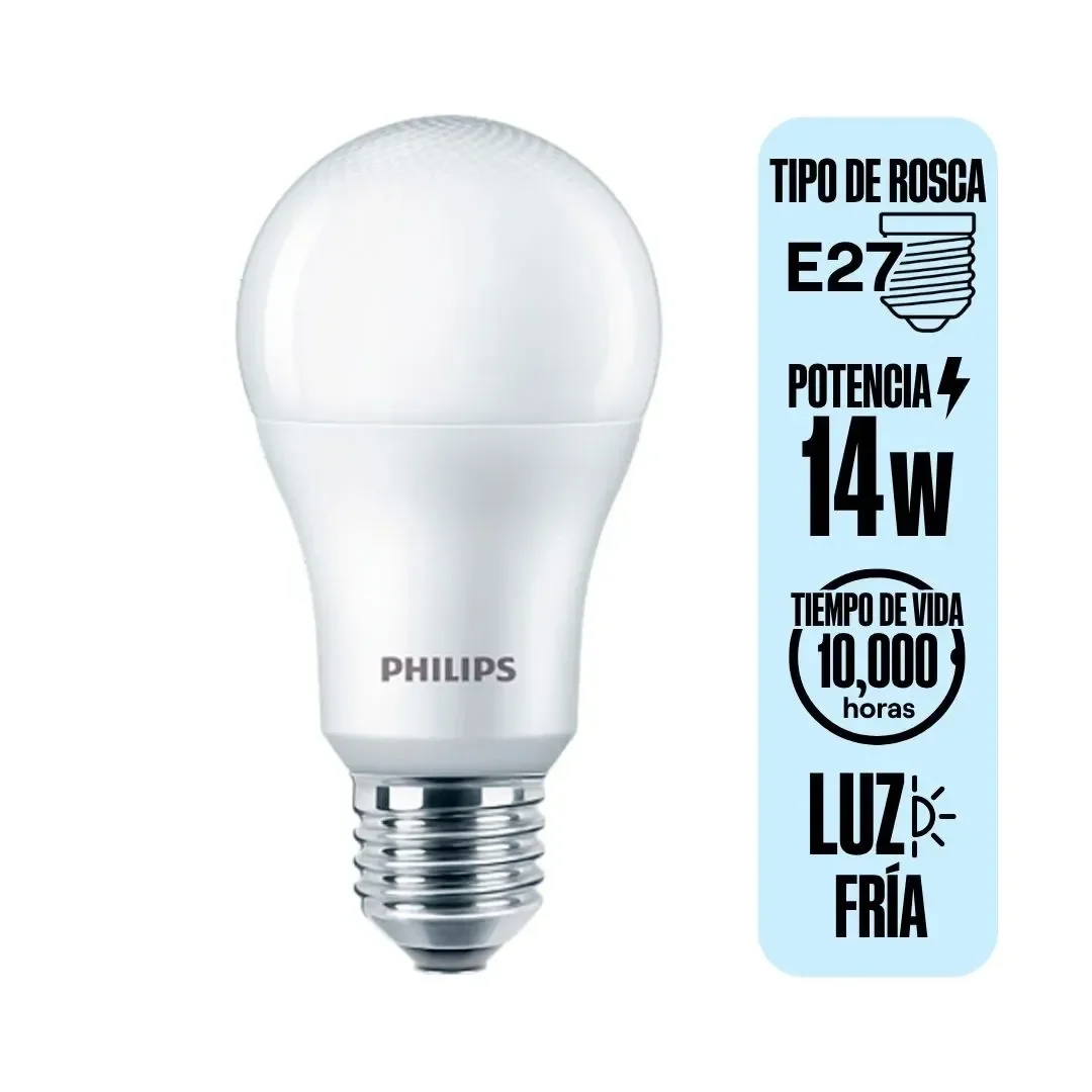 FOCO LED ESSENTIAL LUZ FRIA 14W E27 MODELO LF PHILIPS