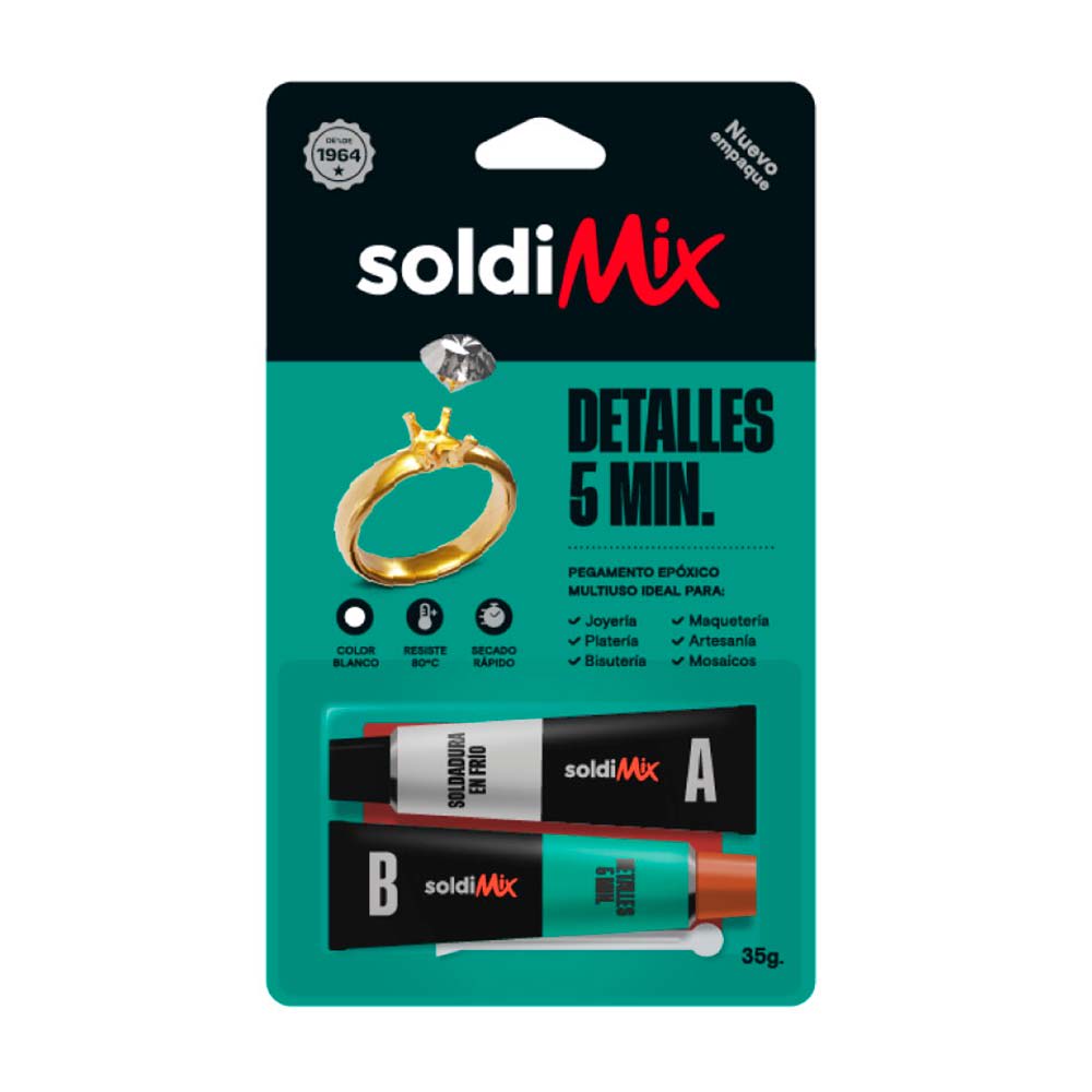 PEGAMENTO SUPER 5 MINUTOS 35G BLANCO RESINA EPOXICA SOLDIMIX
