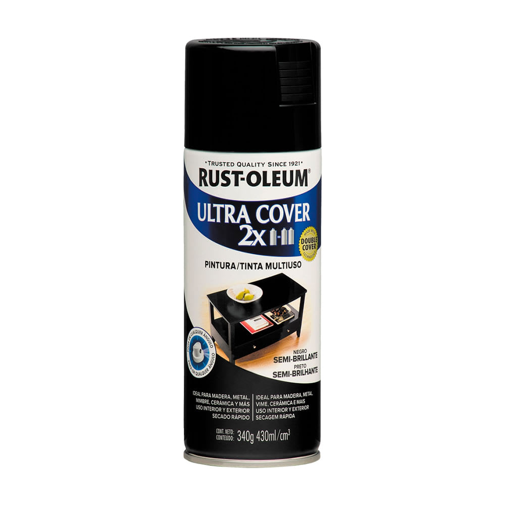 SPRAY ULTRA COVER 2X NEGRO SEMI BRILLANTE 340 GRAMOS ULTRA COVER1