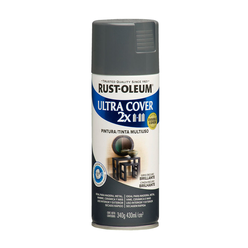 SPRAY ULTRA COVER 2XGRIS OSCURO BRILLANTE 340 GRAMOS ULTRA COVER