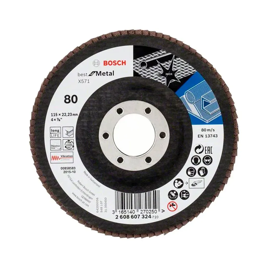 DISCO FLAP PLANO PARA METAL 4.5'' GRANO 80 BOSCH1