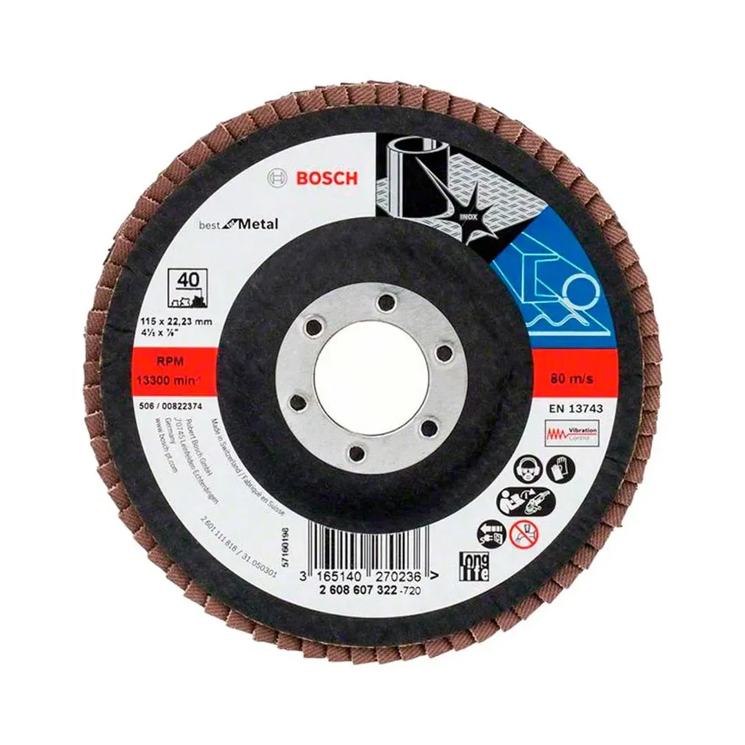 DISCO FLAP PLANO PARA METAL 4.5'' GRANO 40 BOSCH1