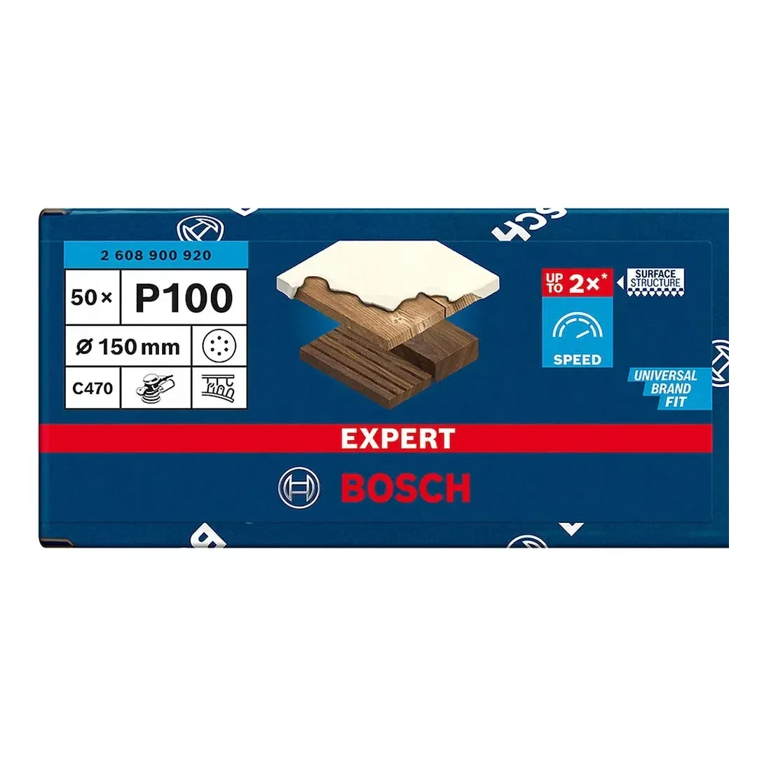 DISCO DE LIJA PARA MADERA 150MM GRANO 100 X50 UNIDADES BOSCH8