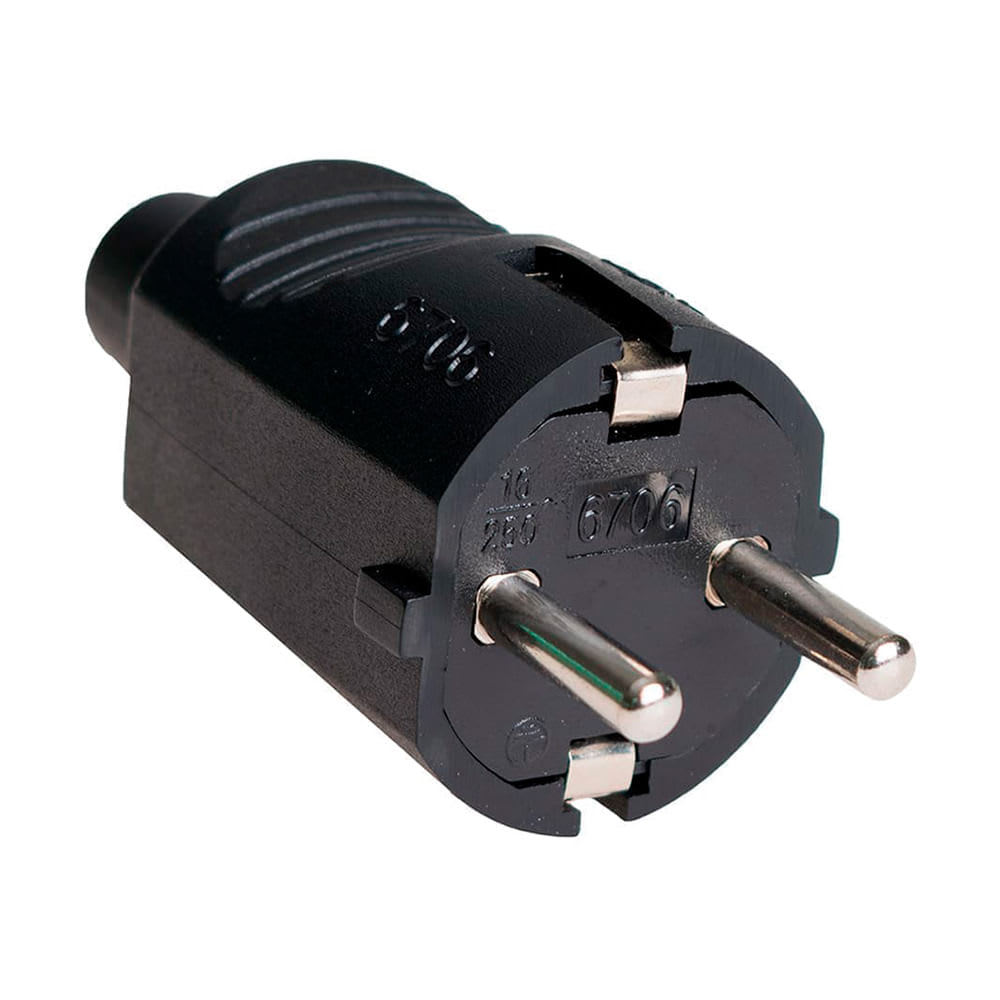 CLAVIJA BIPOLAR TERMOPLASTICA 16A 250V NEGRO SOLERA