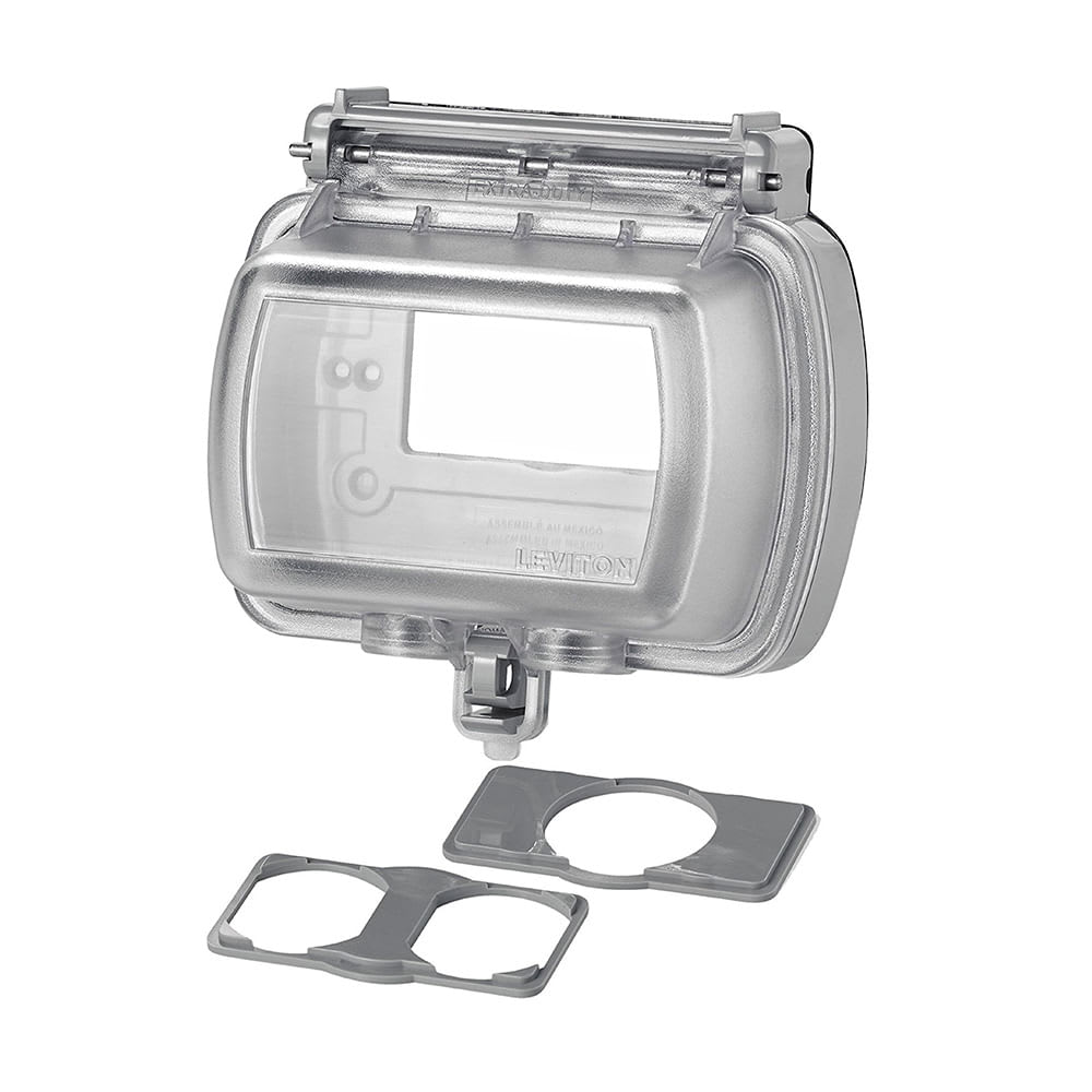 PLACA HERMETICA TRANSPARENTE P/TOMA DOBLE VERTICAL LEVITON LEVITON1