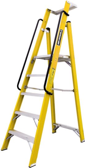 ESCALERA FIBRA TIPO PLATAFORMA 4 PASOS 136KG ALT PLAT 1.15 FTP136-4IA AMERICAN BULL1