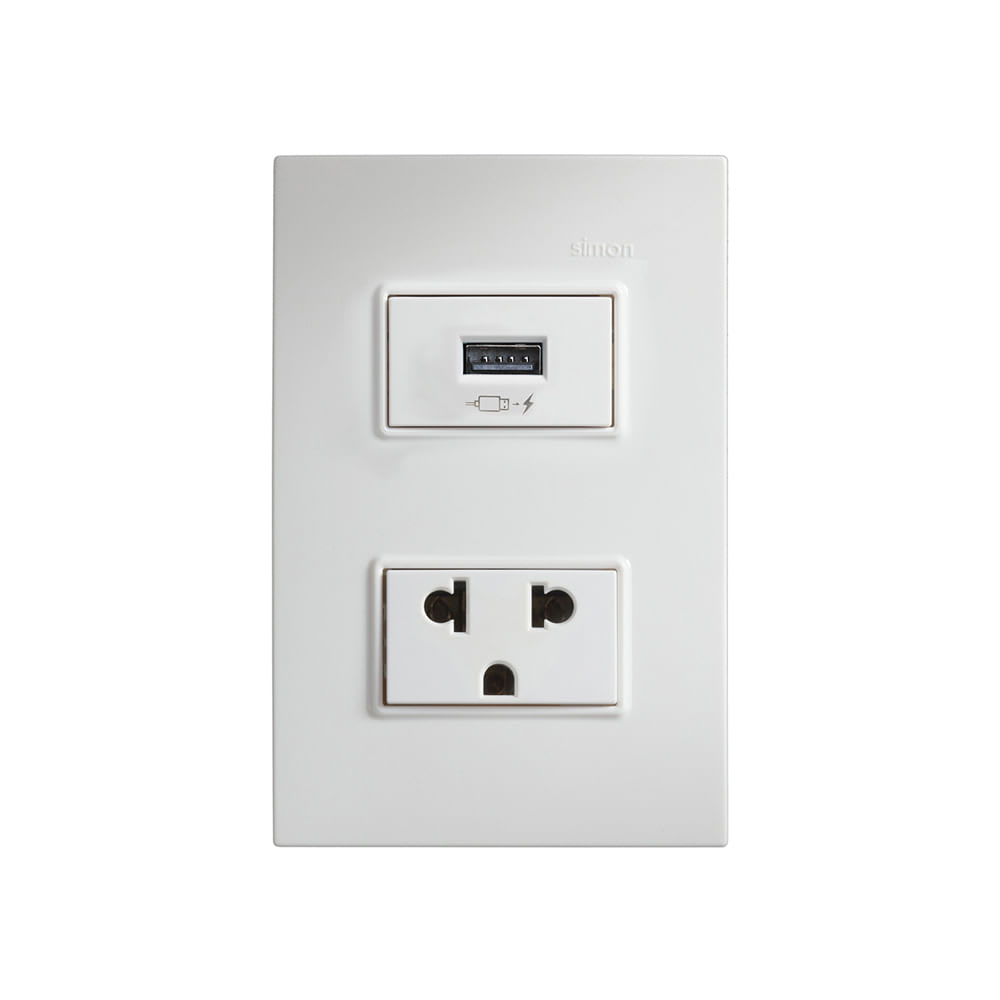 TOMACORRIENTE UNIVERSAL CON TOMA USB MODELO S23 BLANCO SIMON