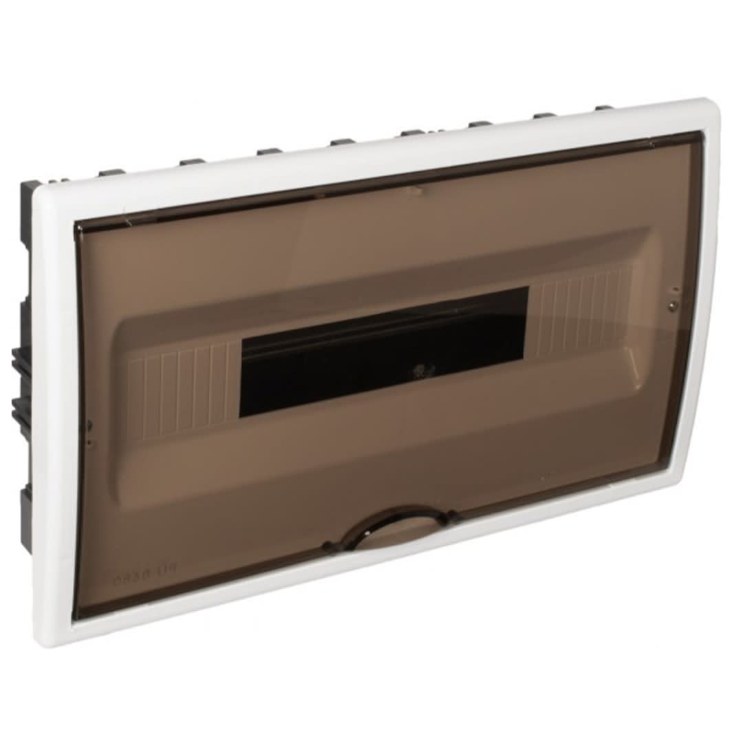 TABLERO EMPOTRADO TERMOPLASTICO 18P PUERTA FUME VERTICAL 386X225X72MM (BORNE 106R) SOLERA1