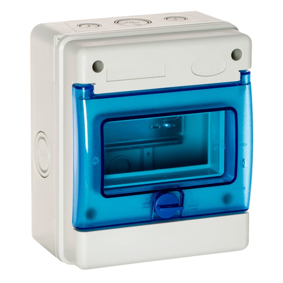 TABLERO ADOSADO TERMOPLASTICO 6P IK08 IP65 S/BORNE 170X200X115MM (EETROQUELADO INFERIOR SUEERIOR LATERALES) SOLERA