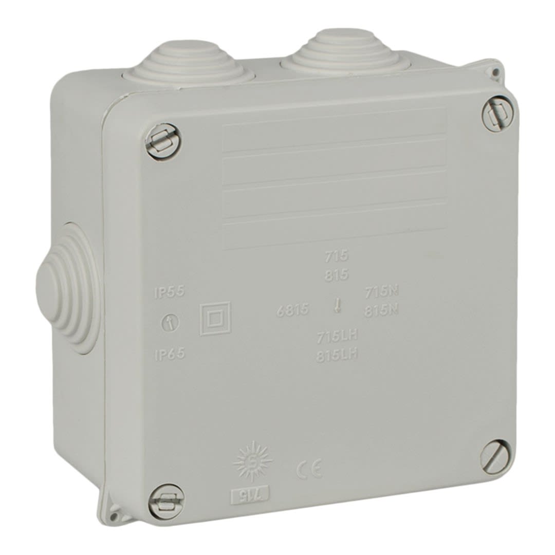 CAJA DE PASE CON CONOS GRIS. 100X100X55MM SOLERA