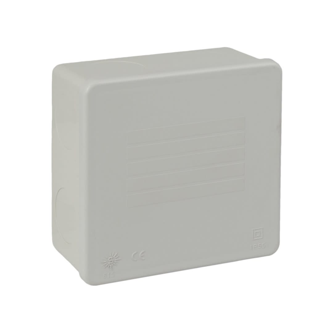 CAJA DE PASE SIN CONOS GRIS A PRESION 100X100X45MM SOLERA1