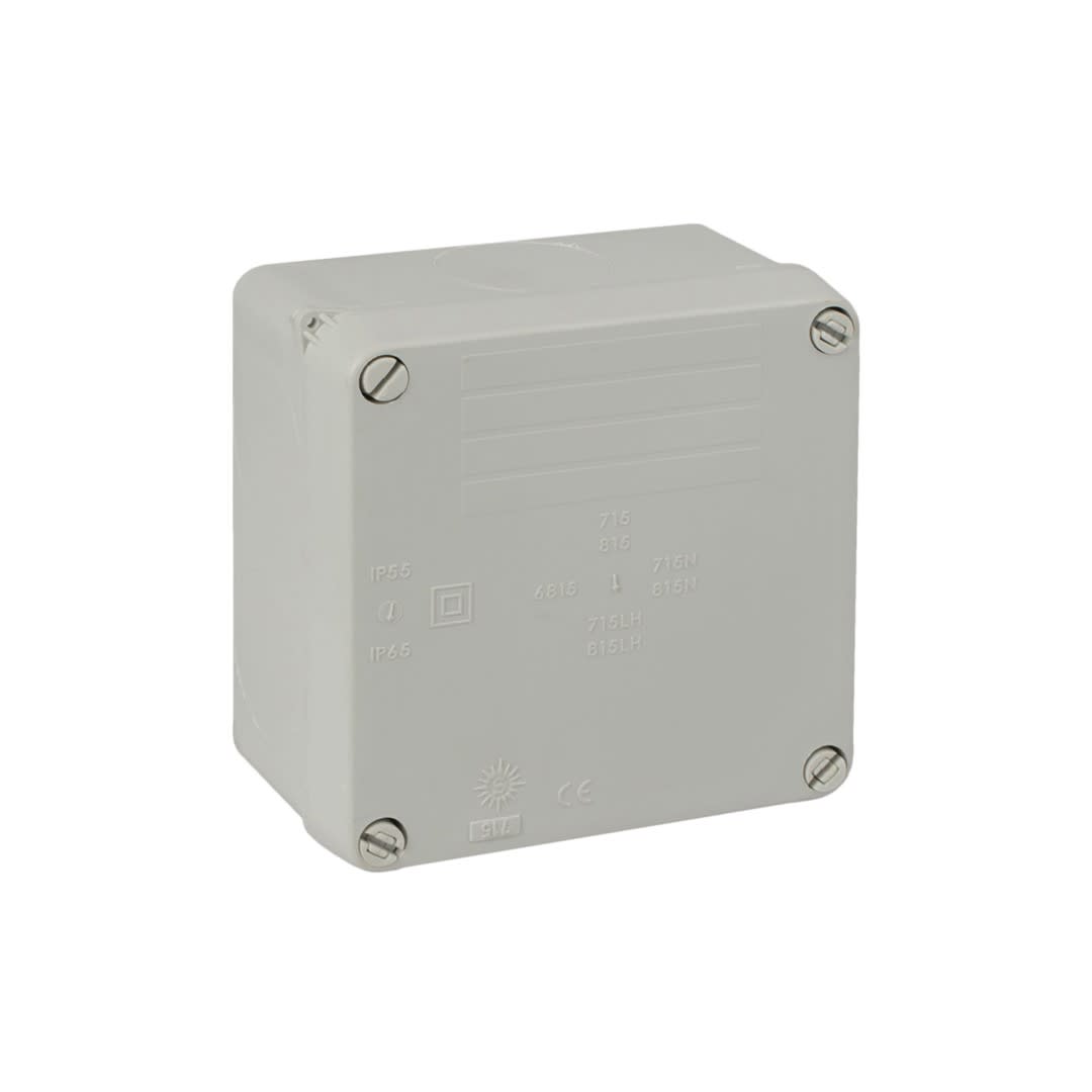 CAJA DE PASE SIN CONOS GRIS. 100X100X55MM SOLERA