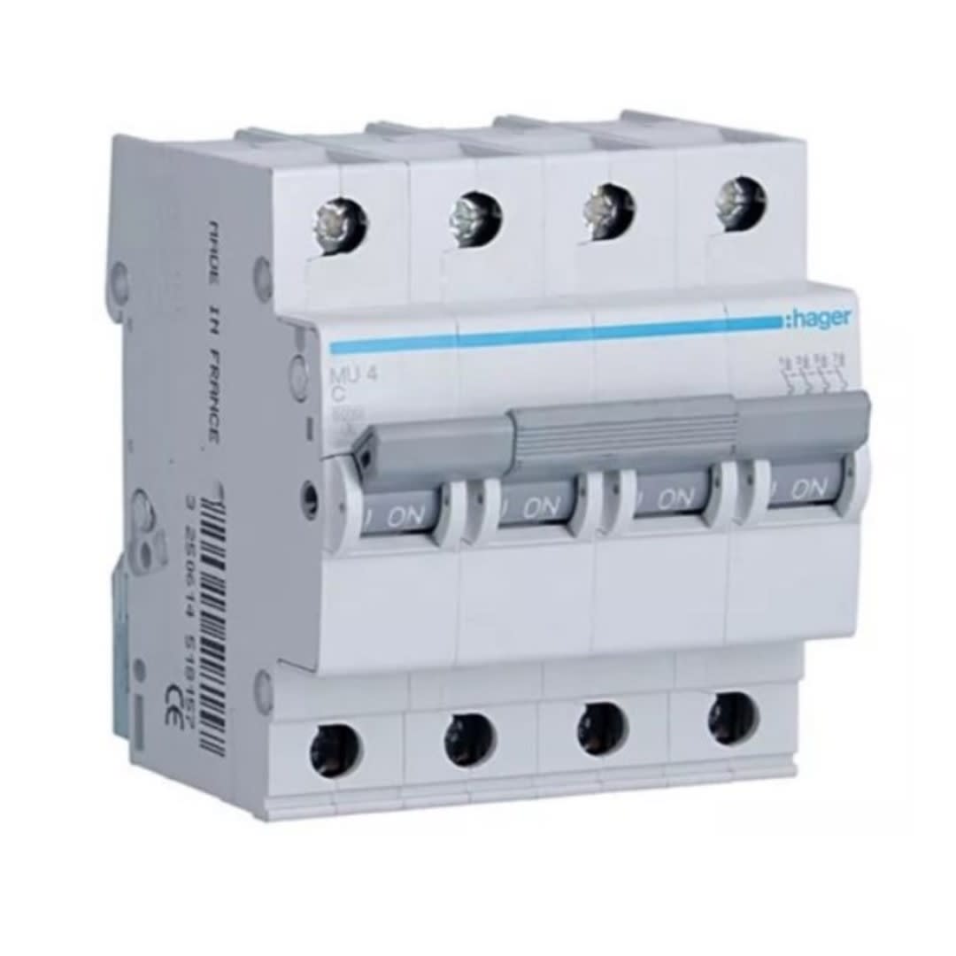 INT. RIEL TERMOMAGNETICO MU 4P 10A C 20KA/220V (IEC60947-2) HAGER1