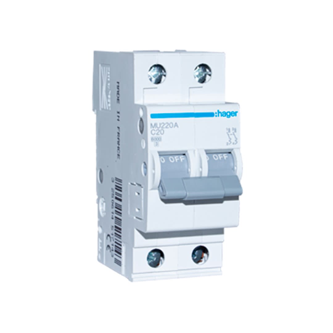 INT. AUTOM. TERMOMAGNETICO ''C'' 2X16 AMP. 10KA/230V - IEC 60898 HAGER1