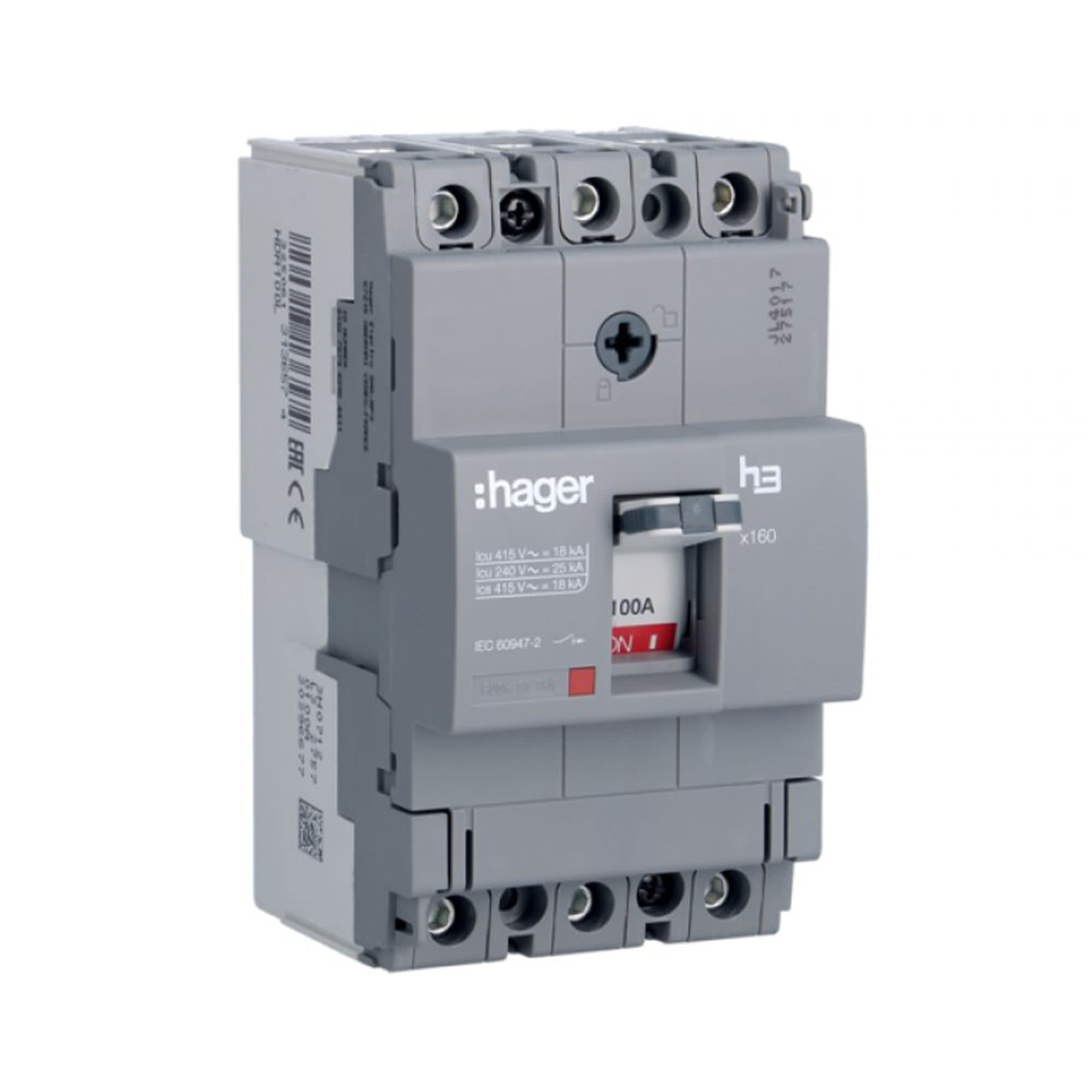 ITM CAJA MOLDEADA FIJO H3 X160 2P 100A TF/MF 25KA/240V HAGER