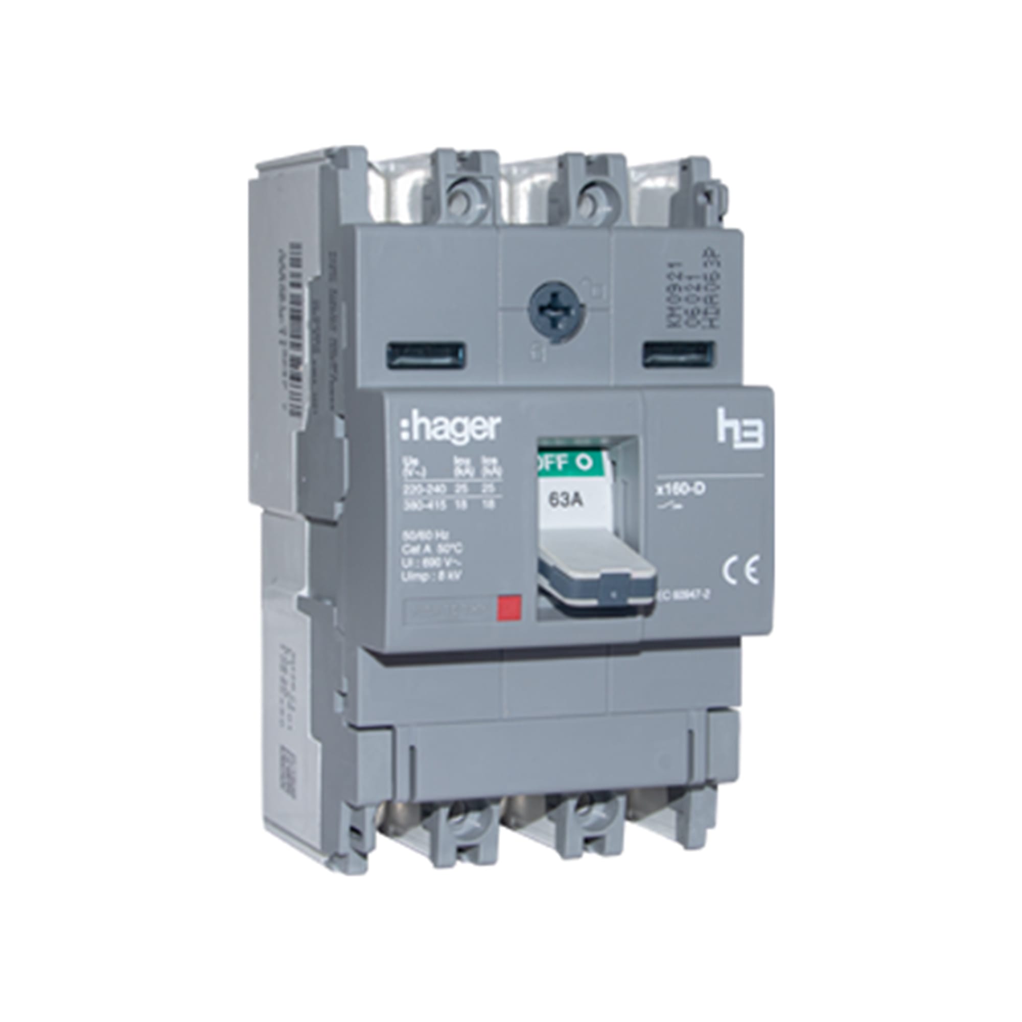 ITM CAJA MOLDEADA FIJO H3 X160 3P 160A TF/MF 25KA/240V HAGER