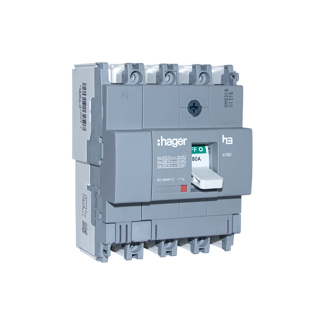 ITM CAJA MOLDEADA FIJO H3 X160 4P 50A TF/MF 25KA/240V HAGER