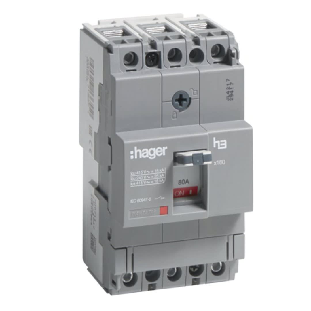 ITM CAJA MOLDEADA FIJO H3 X160 2P 80A TF/MF 25KA/240V HAGER1