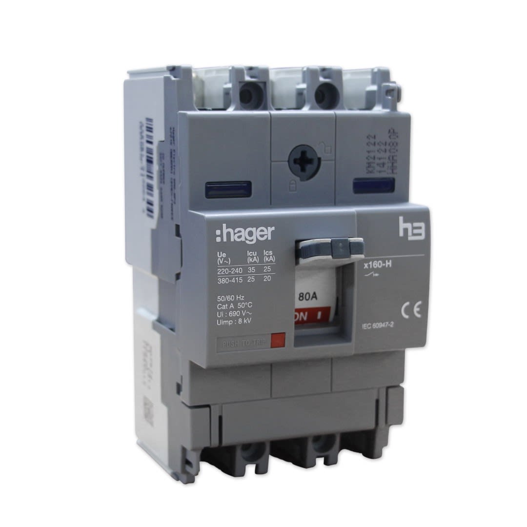 ITM CAJA MOLDEADA FIJO H3 X160 3P 80A TF/MF 35KA/240V HAGER