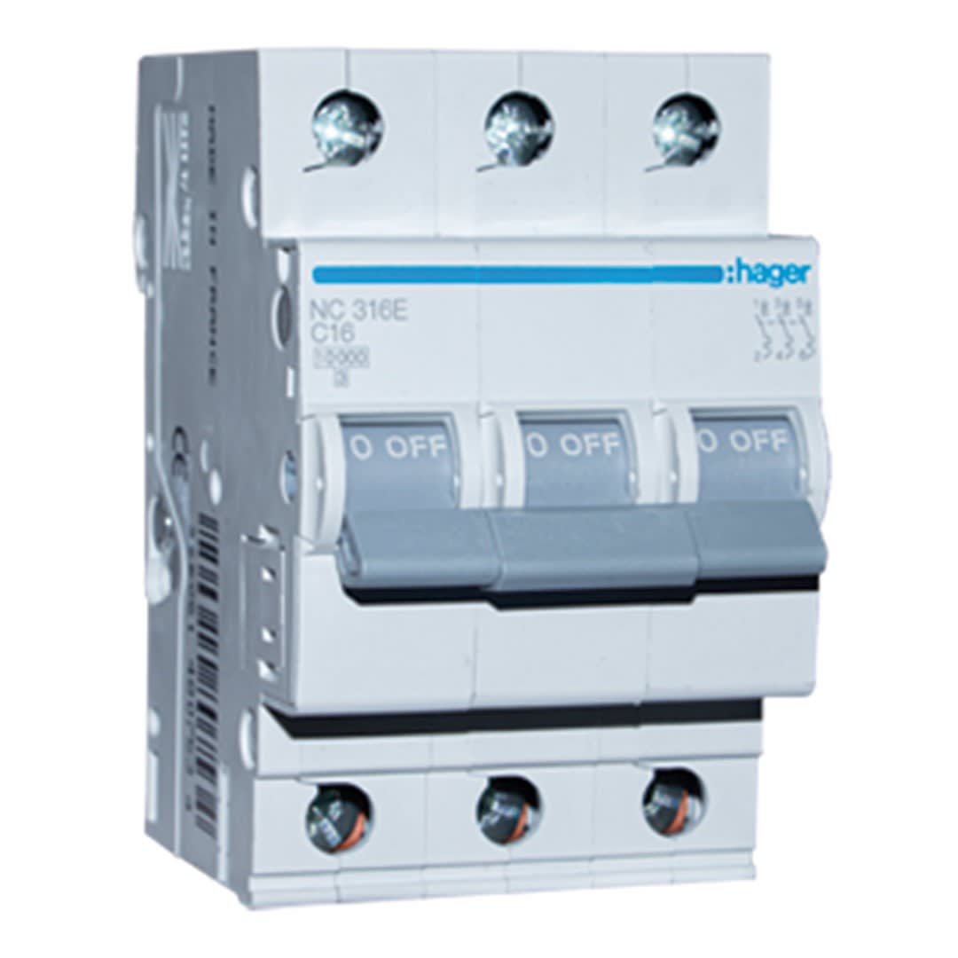 INT. RIEL TERMOMAGNETICO NC 3P 16A C 10KA/415V HAGER