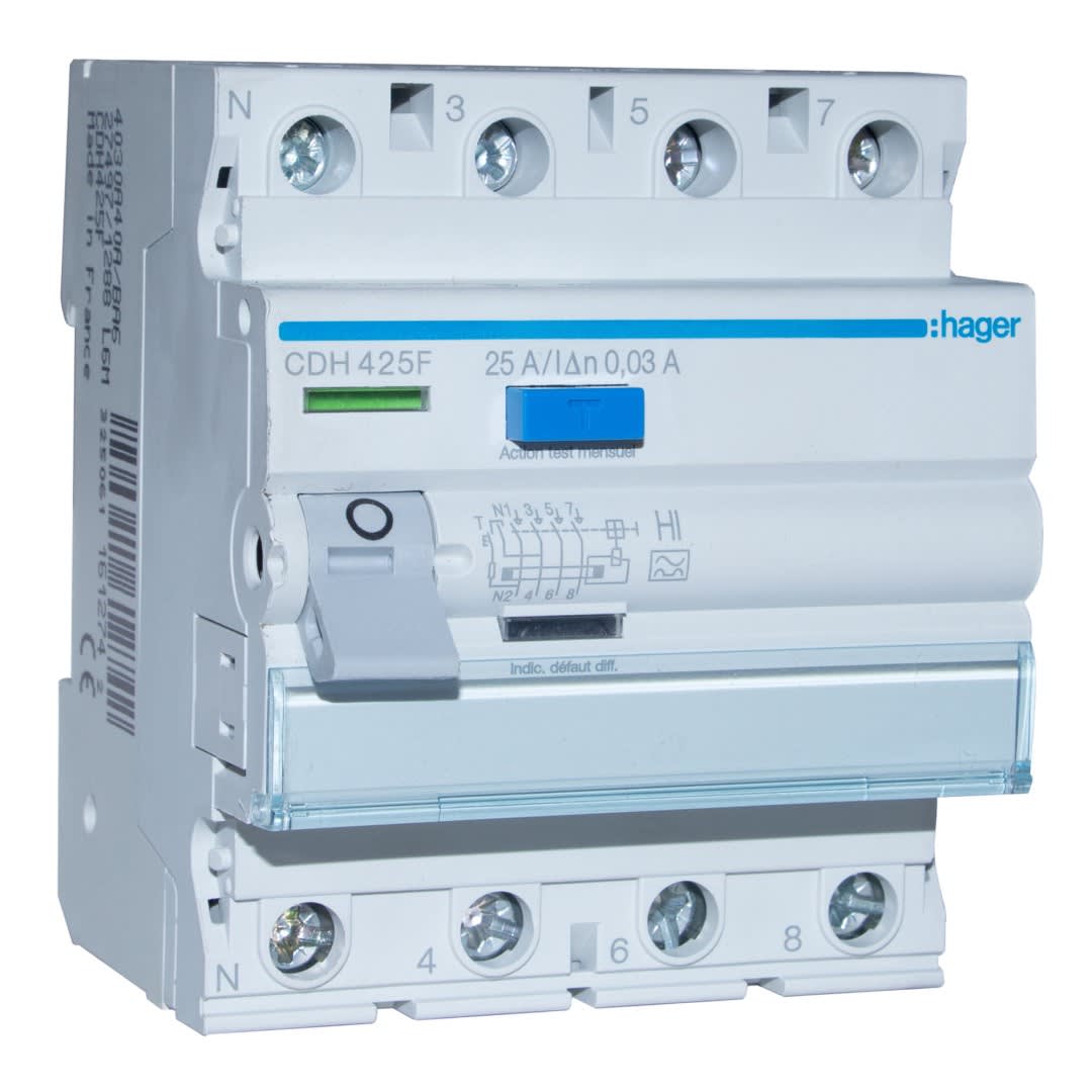 INT. DIFERENCIAL SUPERINMUNIZADO 4P 25A. TIPO A. 30MA. HAGER1