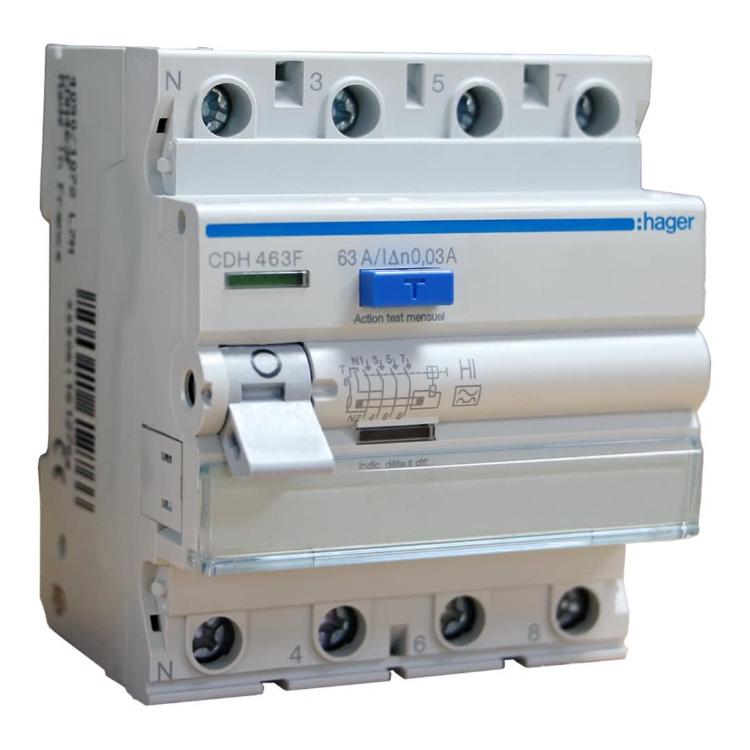 INT. DIFERENCIAL SUPERINMUNIZADO 4P 63A. TIPO A. 30MA. HAGER1