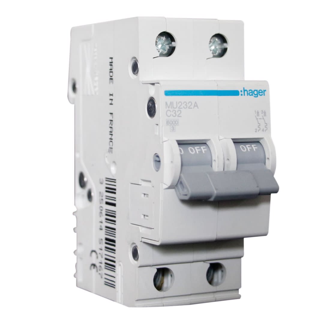 INT. RIEL TERMOMAGNETICO MU 2P 32A C 20KA/220V (IEC60947-2) HAGER1