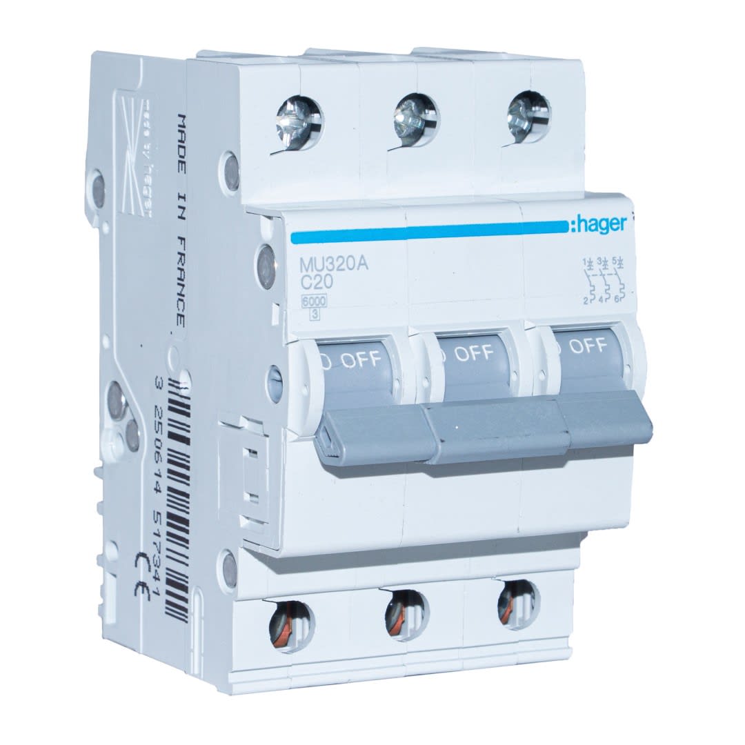 INT. RIEL TERMOMAGNETICO MU 3P 25A C 20KA/220V (IEC60947-2) HAGER