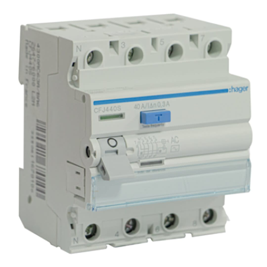 INT. DIFERENCIAL 4P 40A. TIPO AC. 300MA. HAGER1