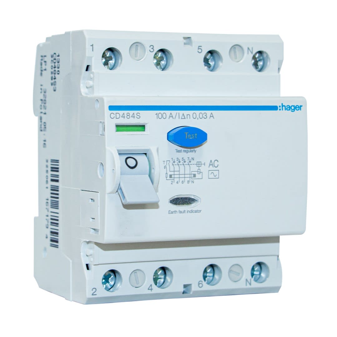 INT. RIEL DIFERENCIAL 4P 100A TIPO AC 30MA HAGER1