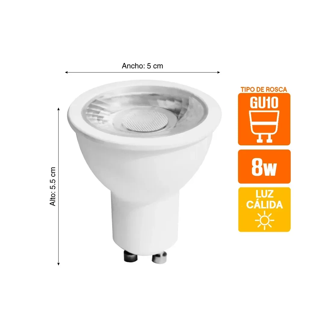 DICROICO LED DIMMABLE GU10 8W LUZ CALIDA LIGHTECH2