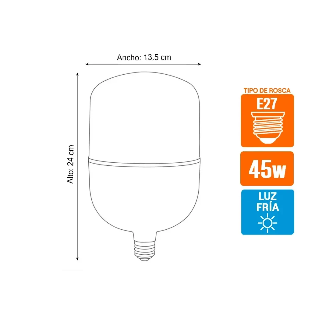 FOCO LED HIGH POWER 45W E27 LUZ FRIA LIGHTECH2