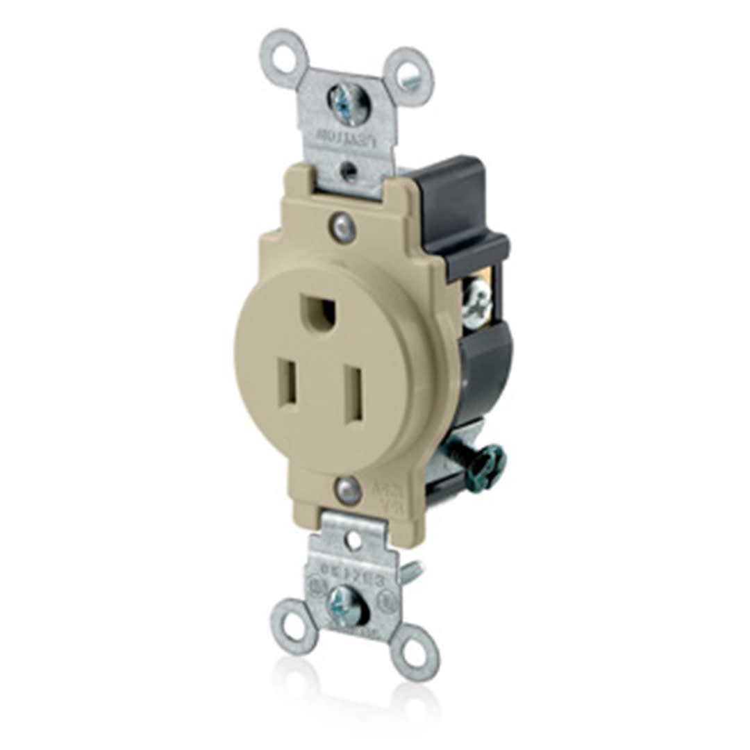 TOMA SIMPLE EMPOTRAR L/T COMERCIAL 15A 125V MARFIL LEVITON1