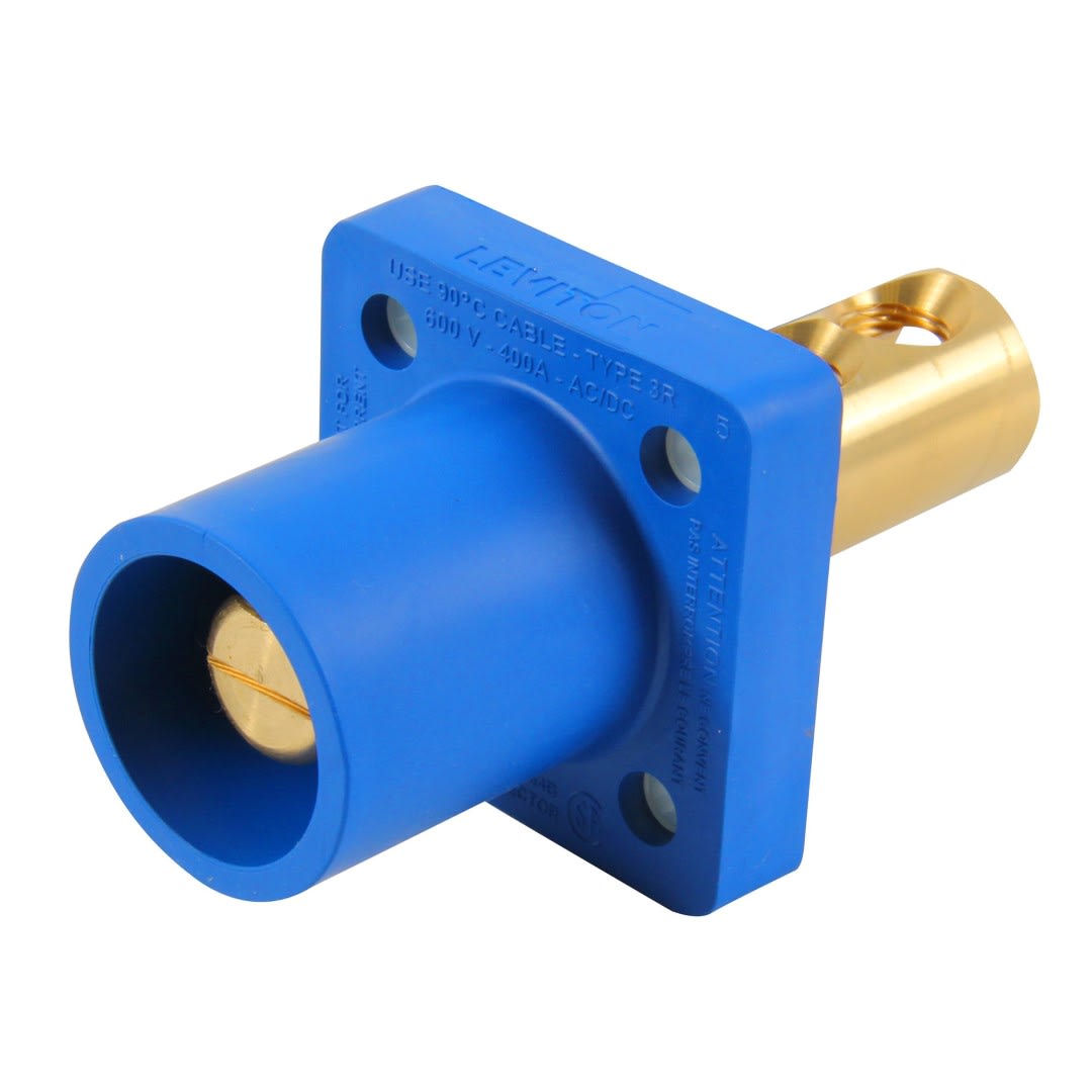 ENCHUFE EMPOTRABLE CAM TYPE (MALE) 400A 600V C/2 PERNOS AZUL CABLE:2/0-4/0 AWG (CAM LOCK) LEVITON1
