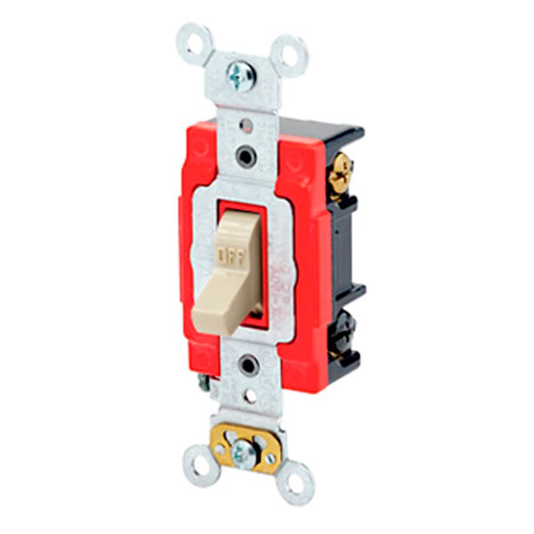 INTERRUPTOR UNIPOLAR SIMPLE D/3 CONMUTACION 20A L/T 250V MARFIL LEVITON1