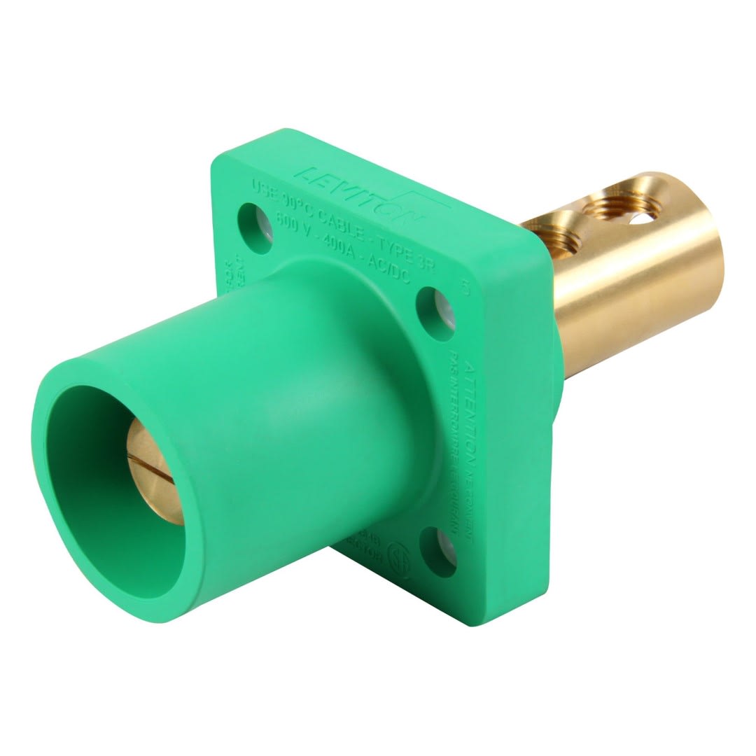 ENCHUFE EMPOTRABLE CAM TYEE (MALE) 400A 600V C/2 EERNOS VERDE CABLE:2/0-4/0 AWG (CAM LOCK) LEVITON