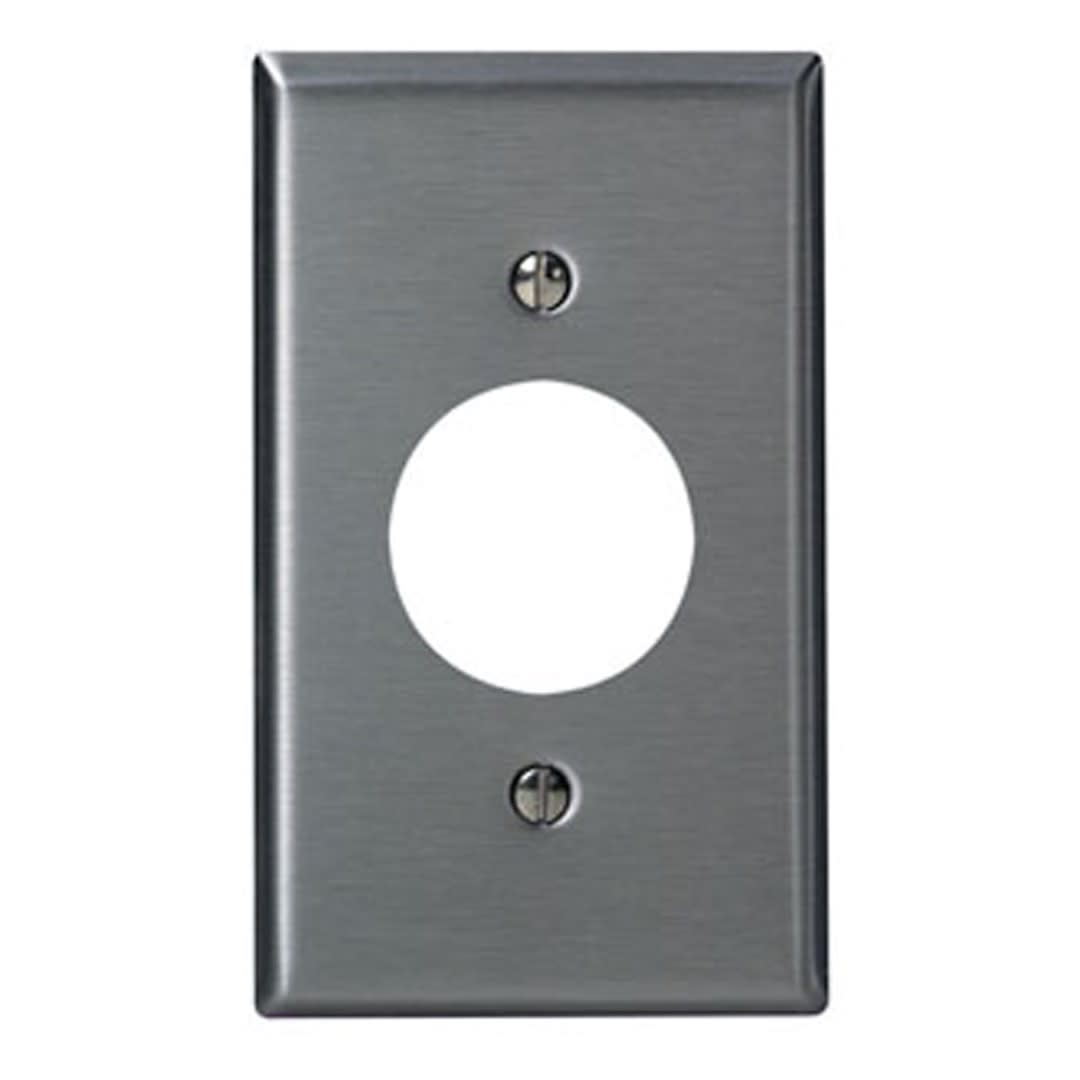 PLACA SIMPLE P/TOMACORRIENTE 15A DE ACERO LEVITON1