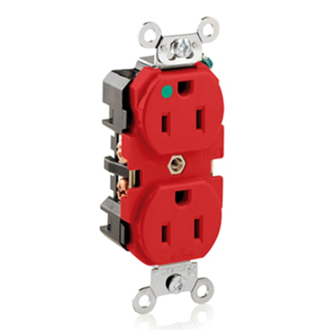 TOMA DOBLE EMPOTRABLE G/HOSPITALARIO 15A 125V ROJO LEVITON1