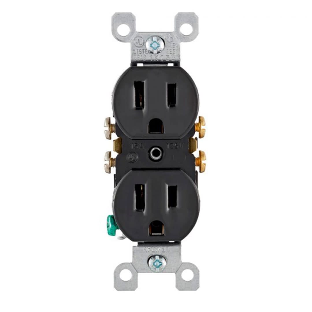 TOMA DOBLE EMPOTRABLE L/T 15A 125V NEGRO LEVITON
