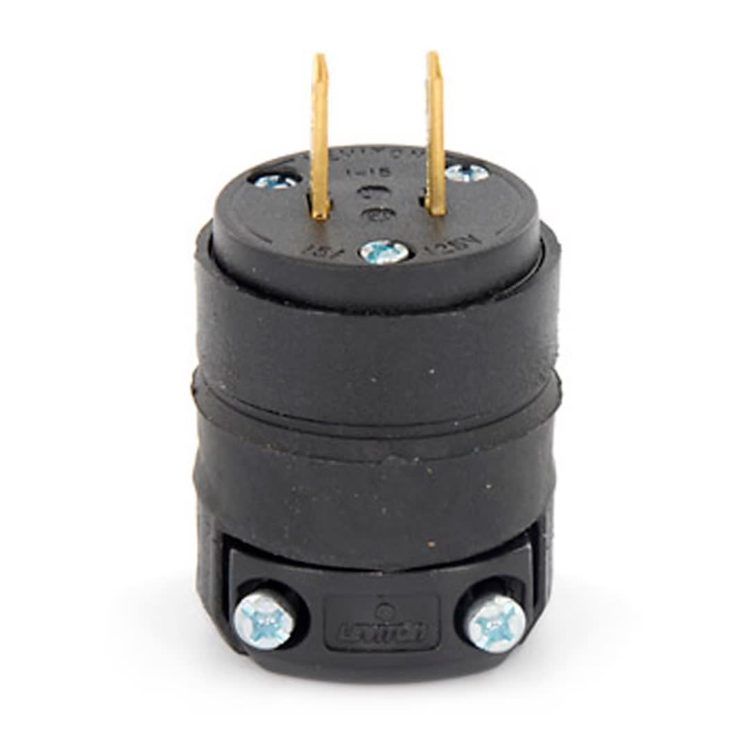 ENCHUFE 2 PATAS 15A 125V PVC-CAUCHO NEGRO LEVITON1