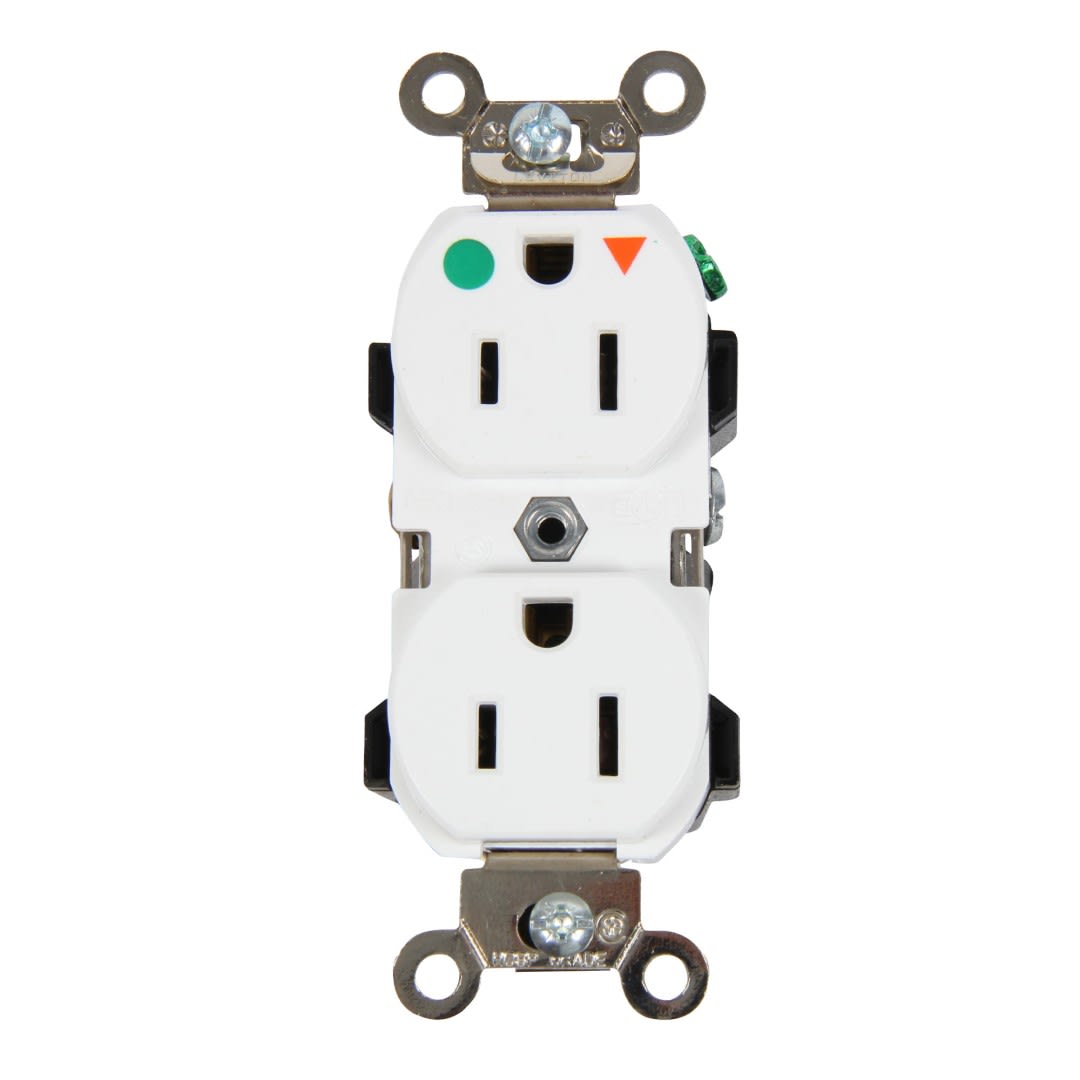 TOMA DOBLE EMPOTRABLE G/HOSPITALARIO TIERRA AISLADA 15A 125V BLANCO LEVITON