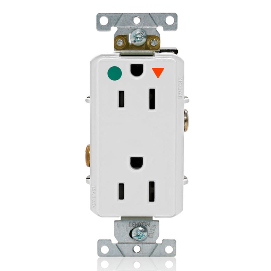 TOMA DOBLE EMPOTRABLE G/HOSPITALARIO TIERRA AISLADA 15A 125V BLANCO DECORA LEVITON1